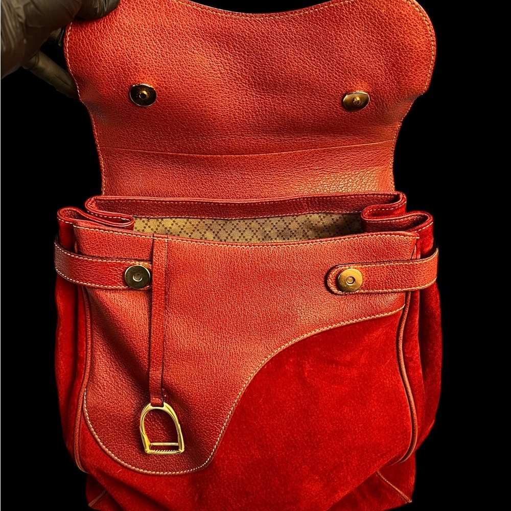 Gucci Scarlet Red Backpack with Gold Accents - Picture 4 of 13